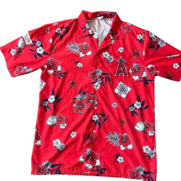 A25-Red and white  Angels Hawaiian shirt #HawaiianShirt #mlb - Picture 1 of 3